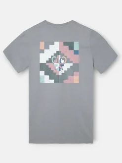 Silbon Smart Casual·Camisetas-Camiseta pixel etnico azul Gris