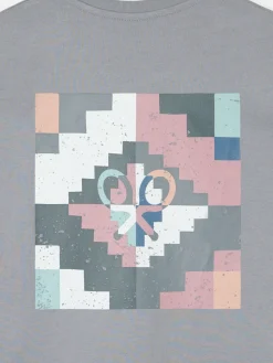 Silbon Smart Casual·Camisetas-Camiseta pixel etnico azul Gris