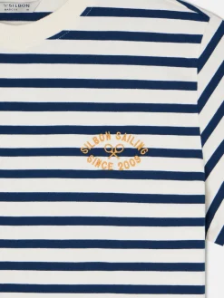 Silbon Smart Casual·Camisetas-Camiseta raya media azul marino Azul&nbsp;marino