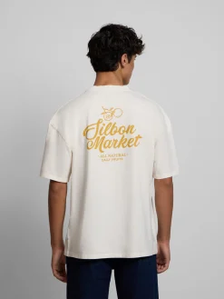 Silbon Camisetas|Smart Casual·Camisetas-Camiseta relaxed fit market Crema