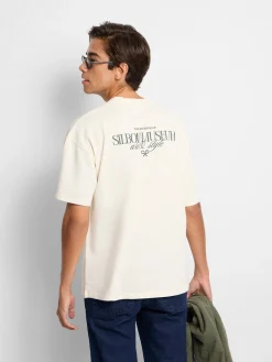 Silbon Camisetas|Smart Casual·Camisetas-Camiseta relaxed fit museum Ecru