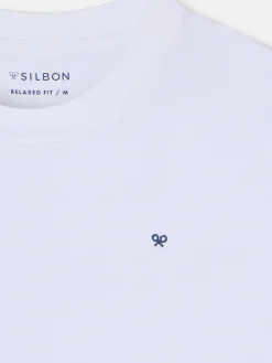 Silbon Camisetas|Smart Casual·Camisetas-Camiseta relaxed fit sport college Blanco