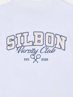 Silbon Camisetas|Smart Casual·Camisetas-Camiseta relaxed fit sport college Blanco