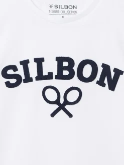 Silbon Smart Casual·Camisetas-Camiseta raqueta media blanca Blanco