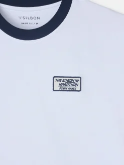 Silbon Smart Casual·Camisetas-Camiseta retro patch blanca Blanco