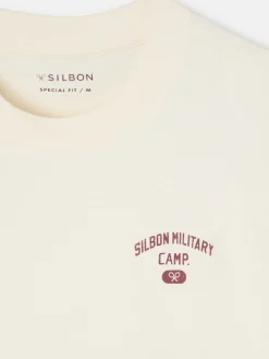 Silbon Smart Casual·Camisetas-Camiseta special fit military camp Crema