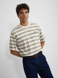 Silbon Smart Casual·Camisetas-Camiseta special fit raya verde Crema