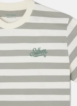 Silbon Smart Casual·Camisetas-Camiseta special fit raya verde Crema