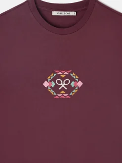 Silbon Camisetas, Polos Y Tops-Camiseta woman bordado etnico multicolor Granate