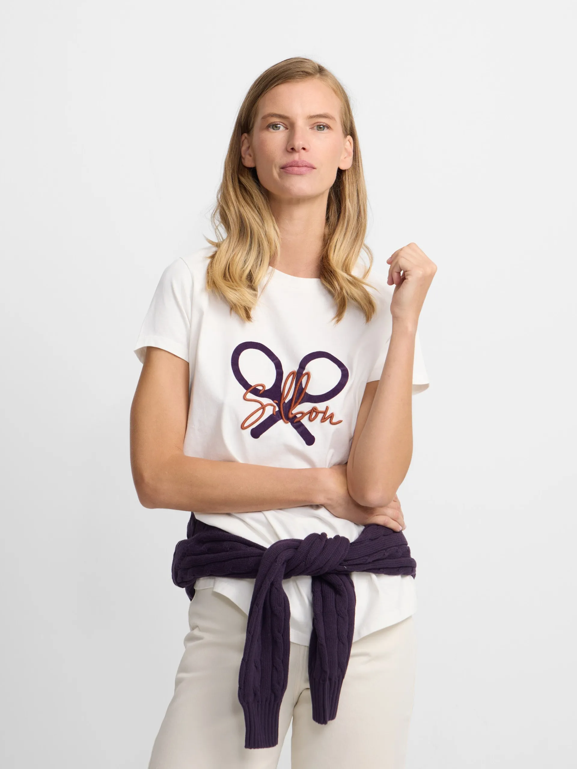 Silbon Camisetas, Polos Y Tops-Camiseta woman clasica Crudo