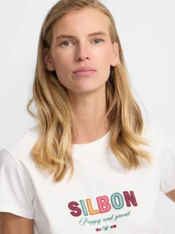 Silbon Camisetas, Polos Y Tops-Camiseta woman letras Blanca