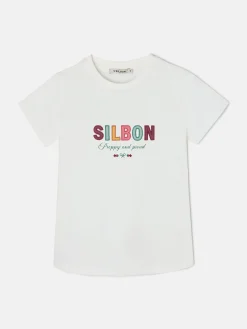 Silbon Camisetas, Polos Y Tops-Camiseta woman letras Blanca
