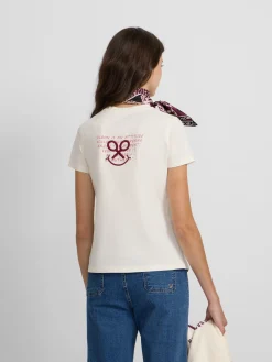 Silbon Camisetas, Polos Y Tops-Camiseta woman letras smile Blanca
