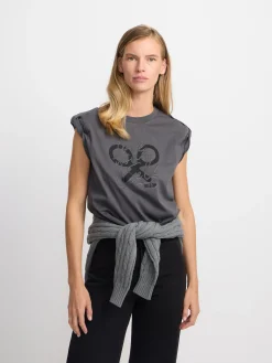 Silbon Camisetas, Polos Y Tops-Camiseta woman manga roll out negra Negro