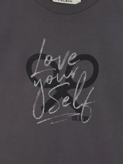 Silbon Camisetas, Polos Y Tops-Camiseta woman manga roll out negra Negro