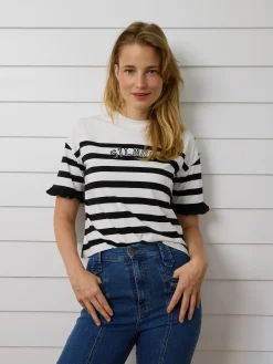 Silbon Camisetas, Polos Y Tops-Camiseta woman rayas negra y blanca Azul