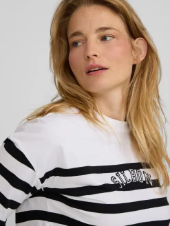 Silbon Camisetas, Polos Y Tops-Camiseta woman rayas negra y blanca Azul