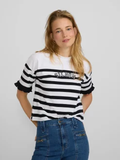 Silbon Camisetas, Polos Y Tops-Camiseta woman rayas negra y blanca Azul