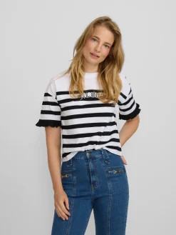 Silbon Camisetas, Polos Y Tops-Camiseta woman rayas negra y blanca Azul