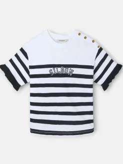 Silbon Camisetas, Polos Y Tops-Camiseta woman rayas negra y blanca Azul