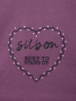 Silbon Camisetas, Polos Y Tops-Camiseta woman roll out corazon tachas Morado