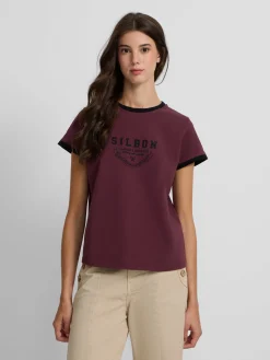 Silbon Camisetas, Polos Y Tops-Camiseta woman varsity Burdeos