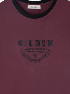 Silbon Camisetas, Polos Y Tops-Camiseta woman varsity Burdeos