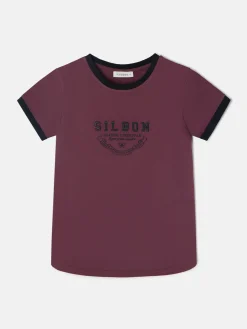 Silbon Camisetas, Polos Y Tops-Camiseta woman varsity Burdeos