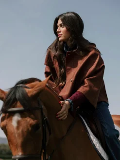 Silbon Abrigos Y Exterior-Capa detalles cuero cuadros marrones Rojo