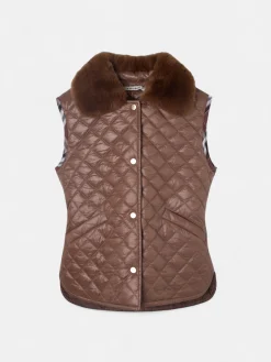 Silbon Abrigos Y Exterior-Chaleco acolchado tejido combinado Marron