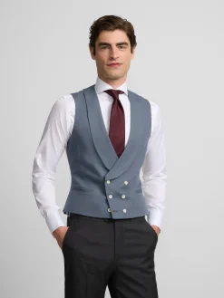 Silbon Formal Y Etiqueta·Chalecos-Chaleco chaque cuello redondo pizarra Azul