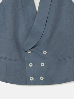 Silbon Formal Y Etiqueta·Chalecos-Chaleco chaque cuello redondo pizarra Azul