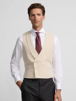 Silbon Formal Y Etiqueta·Chalecos-Chaleco chaque cuello redondo tierra Arena