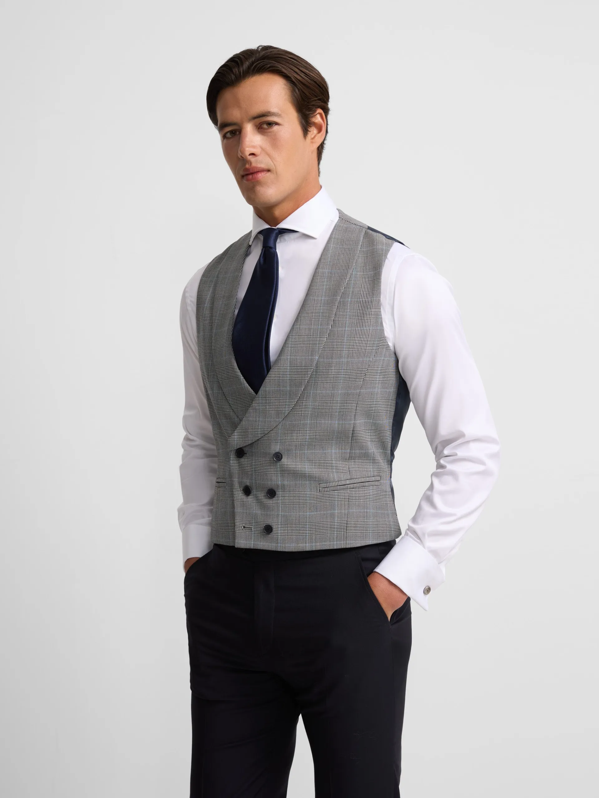 Silbon Formal Y Etiqueta·Chalecos-Chaleco chaque principe de gales Gris