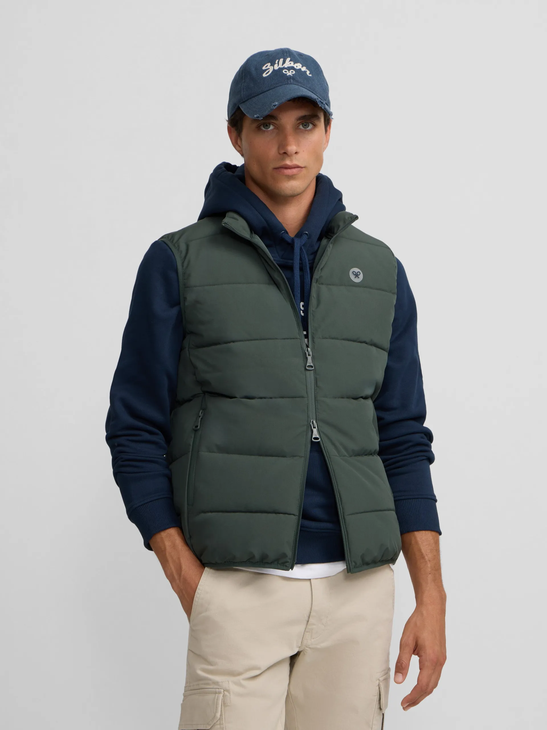 Silbon Smart Casual·Abrigos Y Cazadoras-Chaleco clasico tecnico Verde