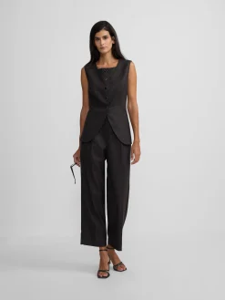 Silbon Trajes|Chalecos-Chaleco largo cuadros grises y burdeos Grises&nbsp;y&nbsp;burdeos