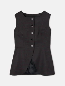 Silbon Trajes|Chalecos-Chaleco largo cuadros grises y burdeos Grises&nbsp;y&nbsp;burdeos