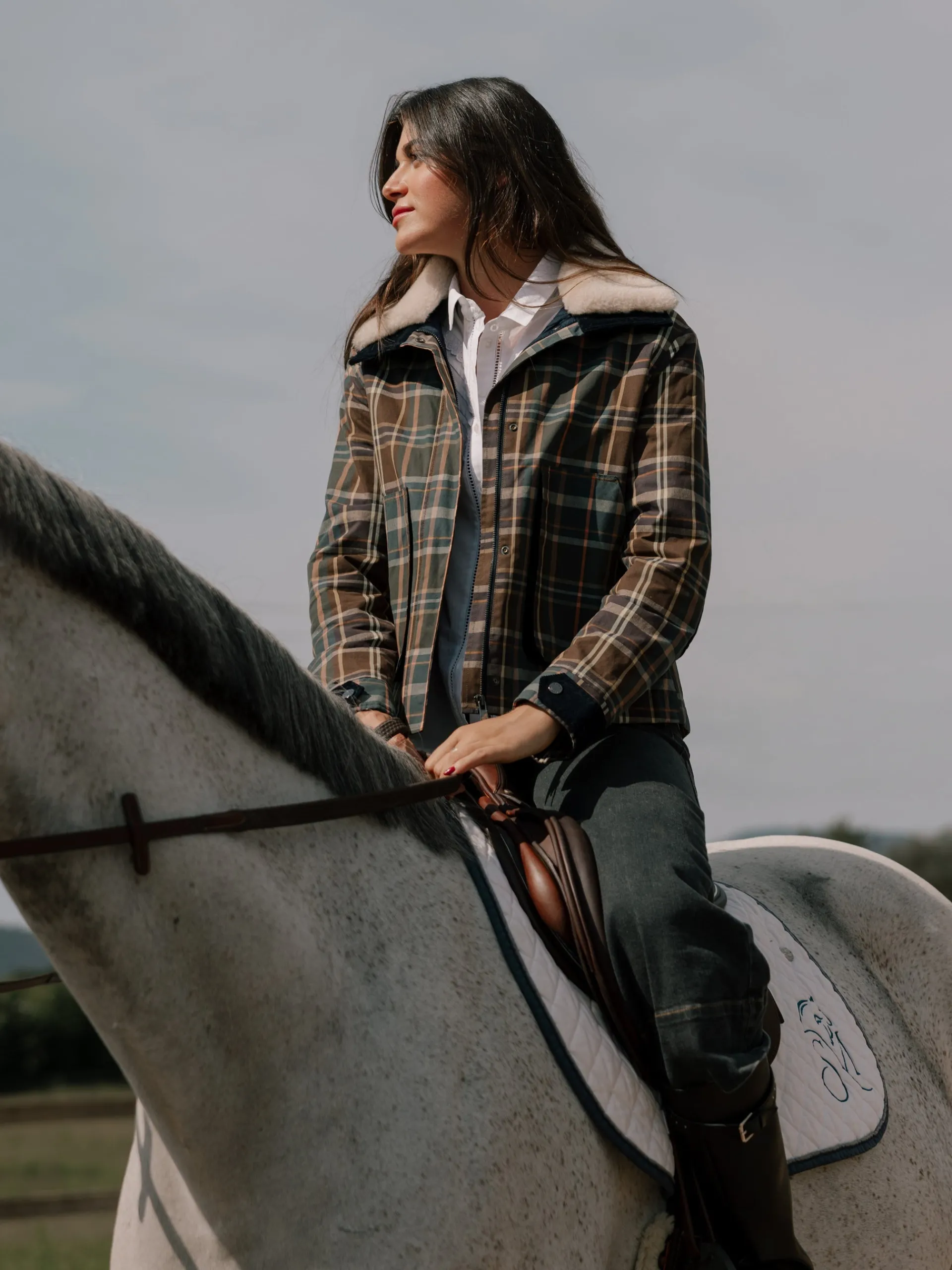 Silbon Abrigos Y Exterior-Chaqueta encerada borrego cuadros s Verde