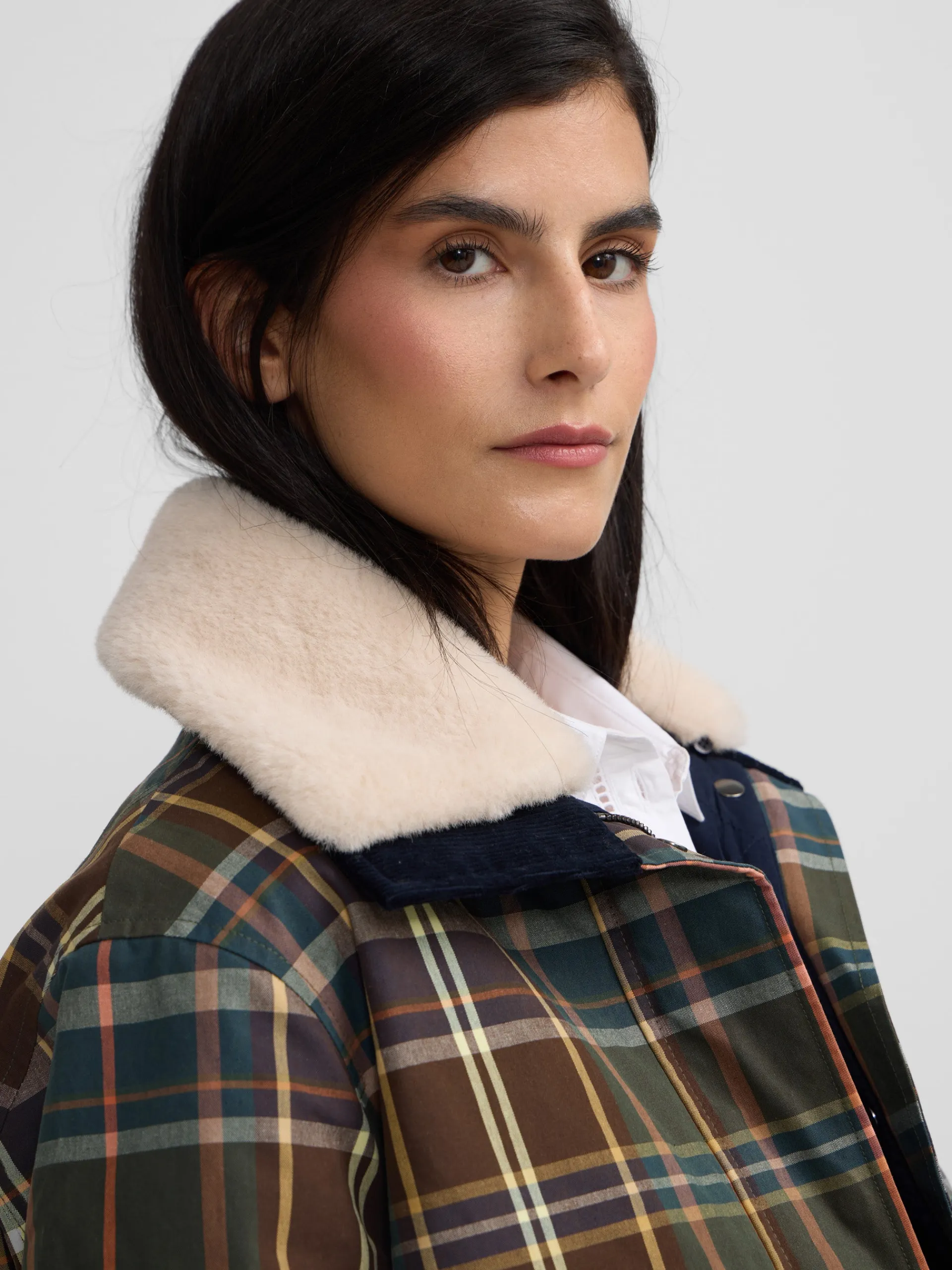 Silbon Abrigos Y Exterior-Chaqueta encerada borrego cuadros s Verde