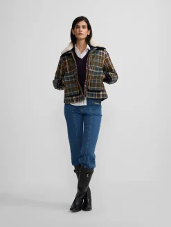 Silbon Abrigos Y Exterior-Chaqueta encerada borrego cuadros s Verde