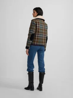 Silbon Abrigos Y Exterior-Chaqueta encerada borrego cuadros s Verde