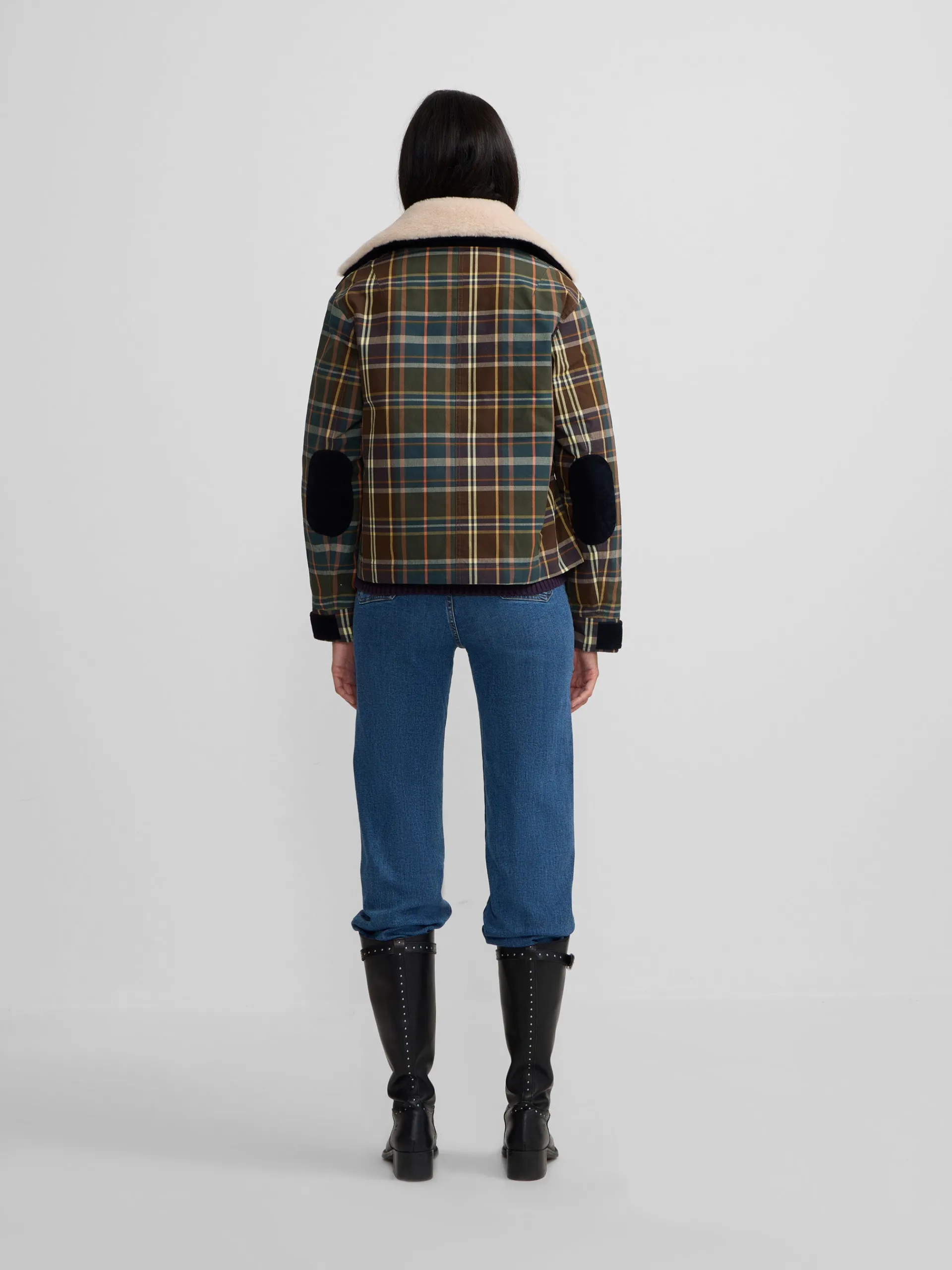 Silbon Abrigos Y Exterior-Chaqueta encerada borrego cuadros s Verde