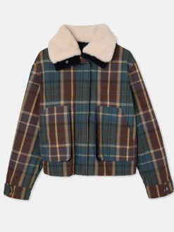 Silbon Abrigos Y Exterior-Chaqueta encerada borrego cuadros s Verde