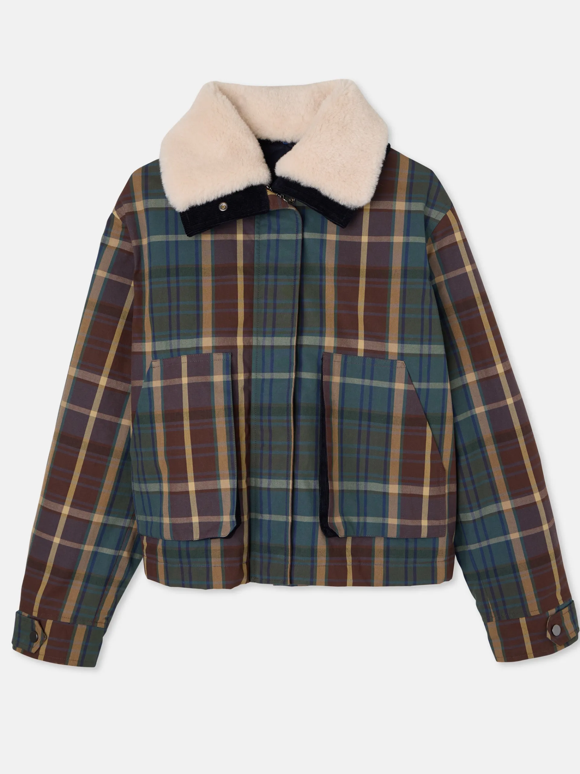 Silbon Abrigos Y Exterior-Chaqueta encerada borrego cuadros s Verde