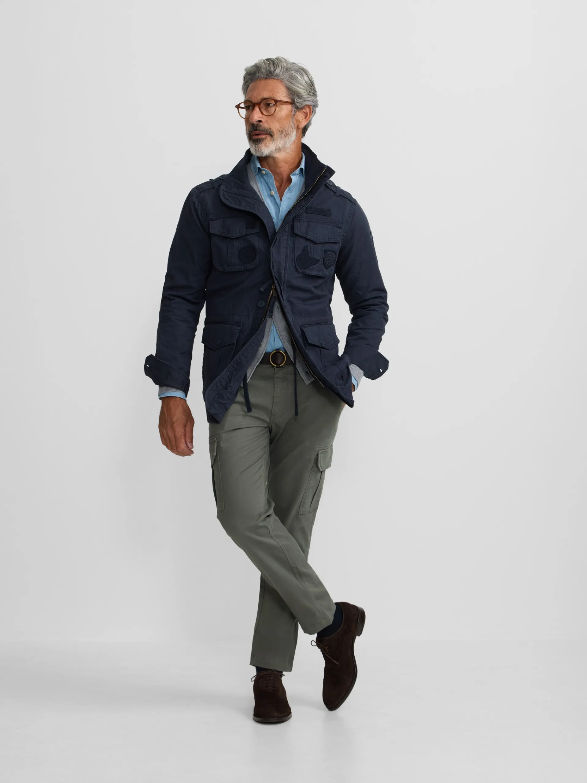 Silbon Smart Casual·Abrigos Y Cazadoras-Chaqueta militar parches dye azul marino Azul marino