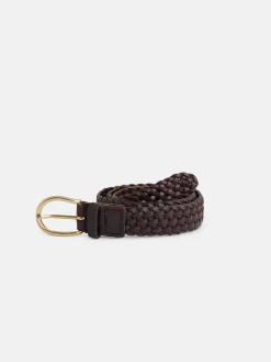 Silbon Pequeña Marroquinería·Cinturones, Tirantes Y Gemelos-Cinturon clasico piel trenzado Marron