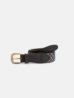 Silbon Pequeña Marroquinería·Cinturones, Tirantes Y Gemelos-Cinturon piel tejido geometrico Marrón