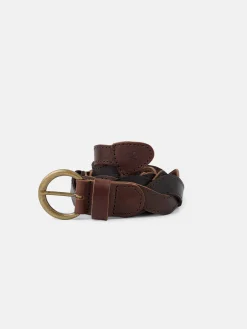 Silbon Pequeña Marroquinería·Cinturones, Tirantes Y Gemelos-Cinturon trenzado piel bicolor Marron