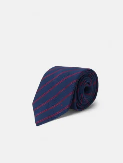 Silbon Accesorios·Corbatas, Pajaritas Y Pañuelos-Corbata raya doble raqueta Burdeos