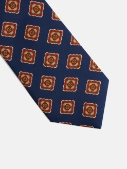 Silbon Accesorios·Corbatas, Pajaritas Y Pañuelos-Corbata seda estampado ejo Azul